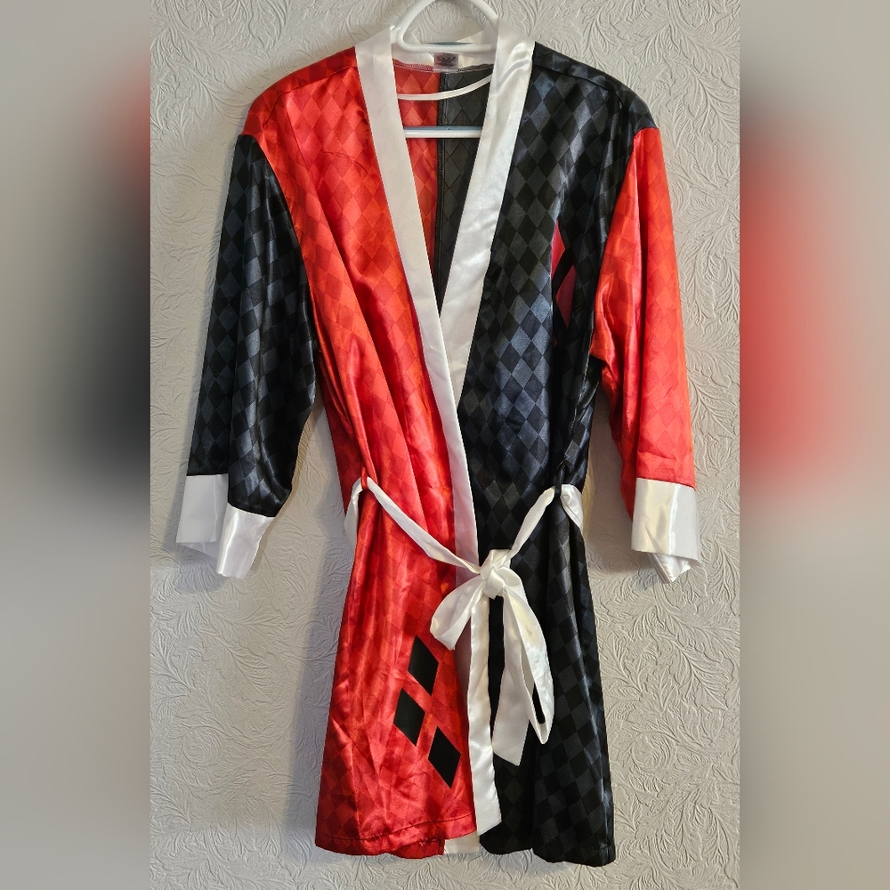 Undergirl Red and Black Diamond Harley Quinn Satin Robe